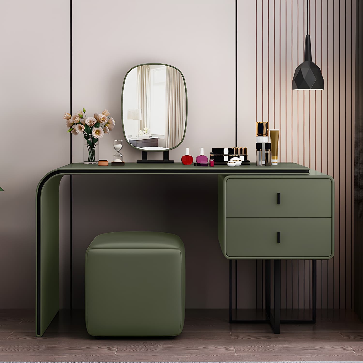 Glam Vanity Dressing Table Bedroom Makeup Counter with Makeup Table and Stool - image 6