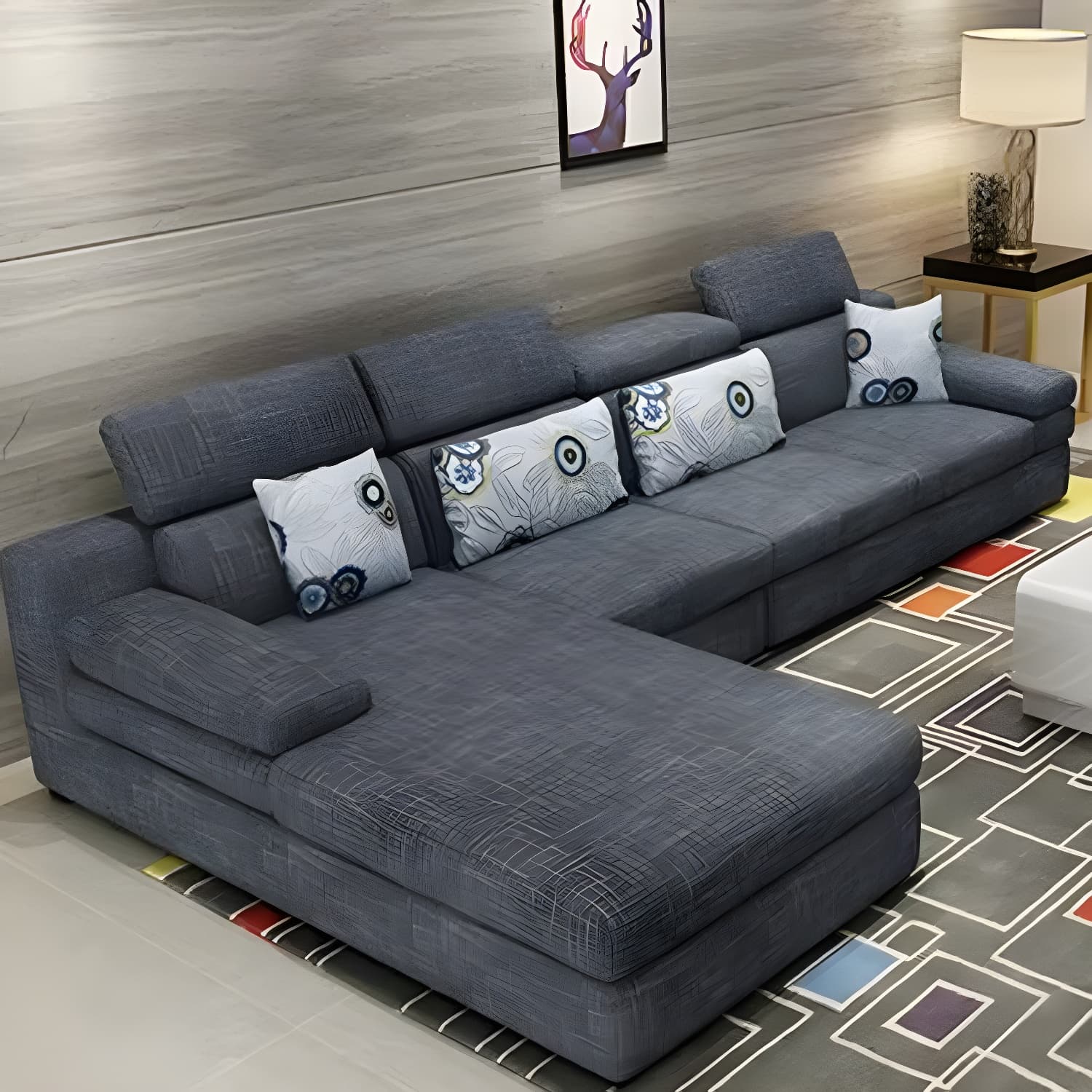 Modern L-Shape Sofa Chaise in Large Size with Cushion Back and Sponge Seat Fill - image 5