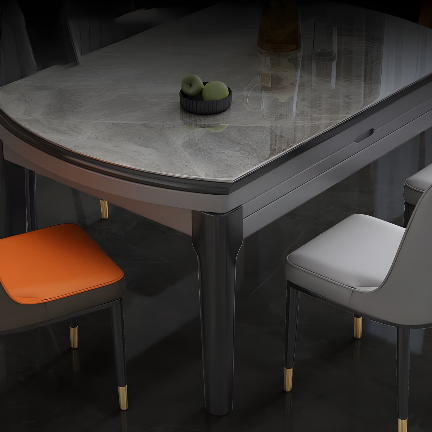 Sintered Stone Top Table 4 Legs Drop-Leaf Dining Table for Kitchen - image 9