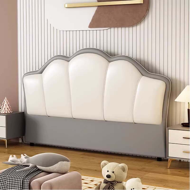 Art Deco Style Panel Headboard in Timber with No Distressing for King/Queen/Full Bed, Featuring Sponge Upholstery and Free-standing Standard Height