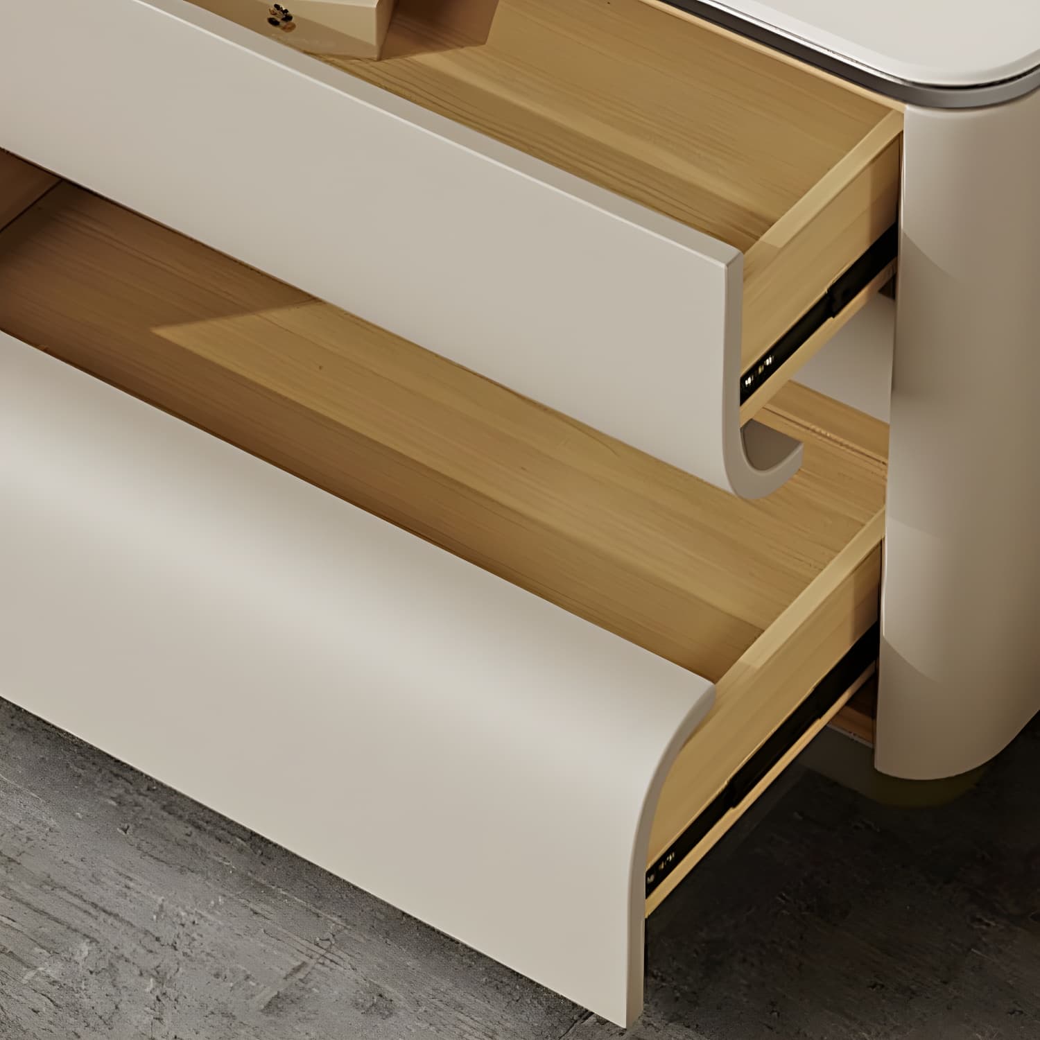 Contemporary Bedside Cabinet Stone Bed Nightstand with 2 Drawers - image 19