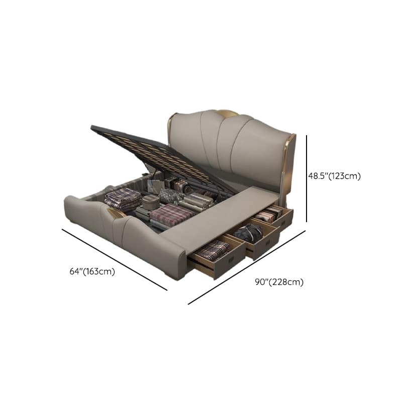 Grey Solid Color Storage Bed with 3 Storage Boxes, Pine Wood Frame for Living Room - image 15