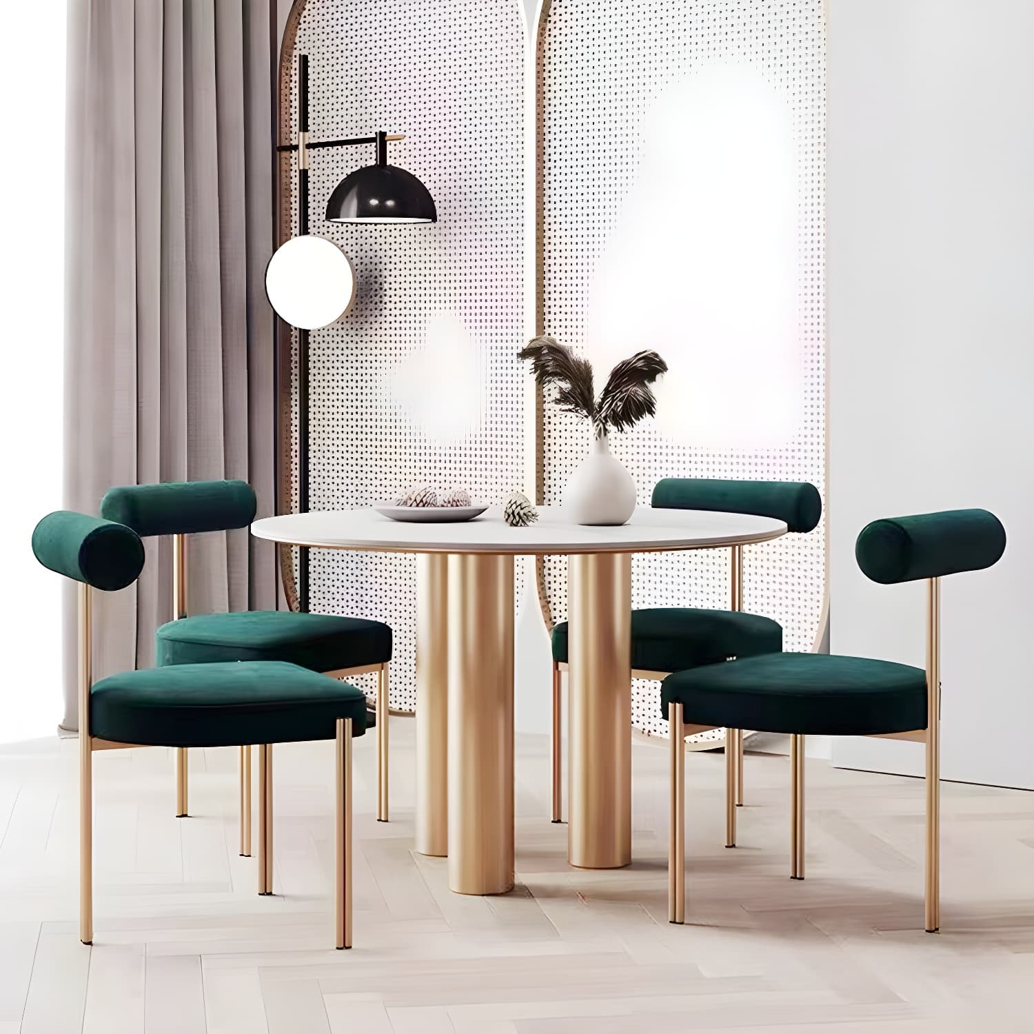 Glam Style Upholstered Dining Chair Open Back Dining Side Chair for Indoor - image 20