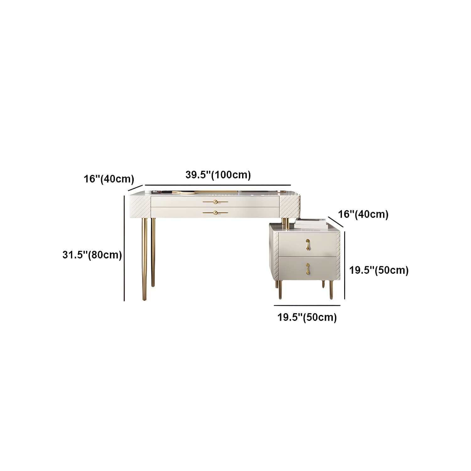 Glam Style Solid Wood Dresser with 4 Drawers Off-white Metal Base - image 13