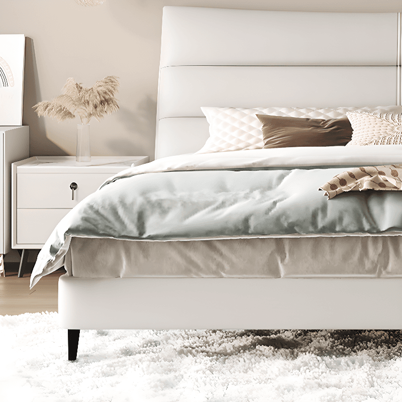 Solid Color Timber Framed Platform Bed With Storage/Panel Bed for Bedroom - image 3