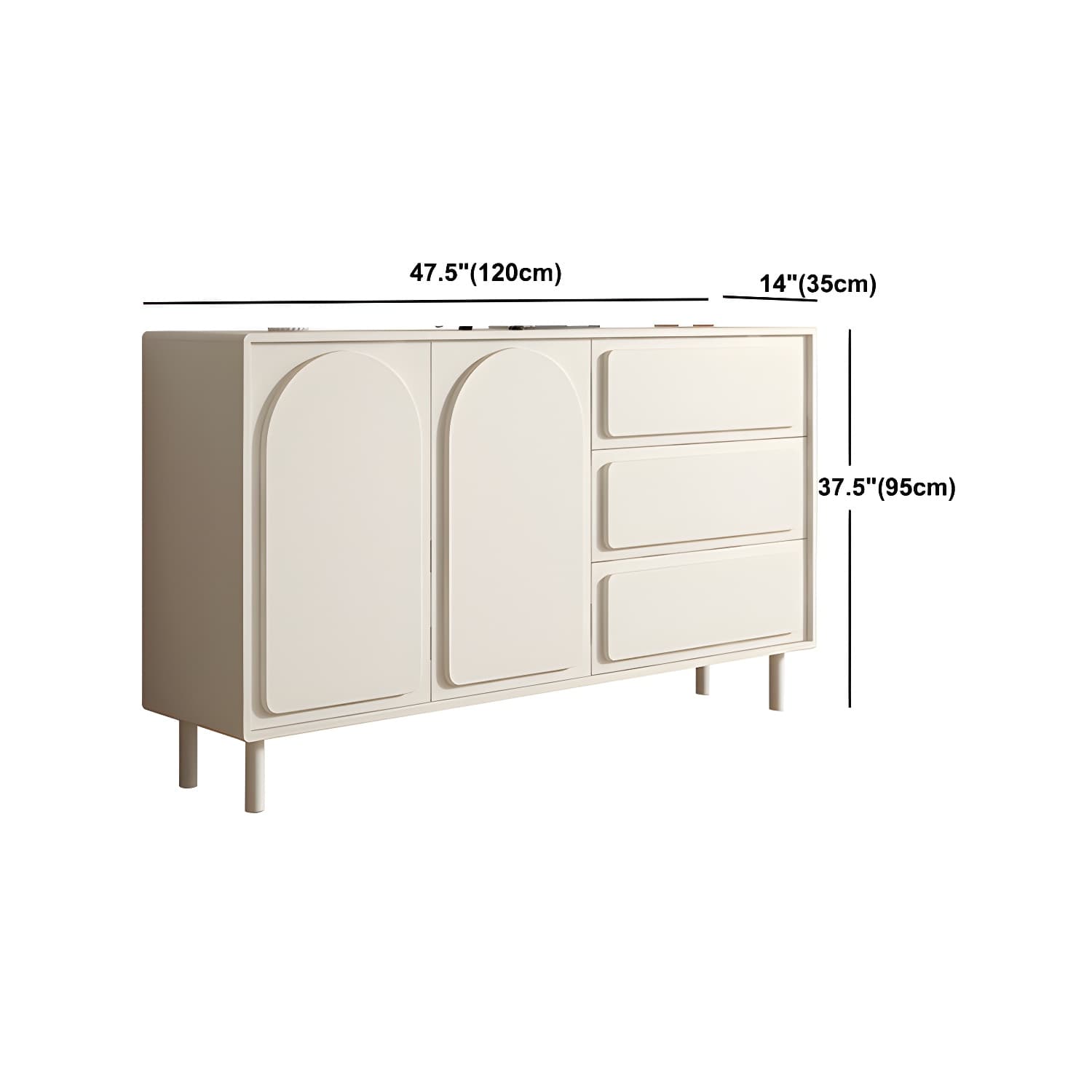 37.4"Tall White Wooden Cabinet , 3- Drawer Rectangle Accent Cabinet - image 13