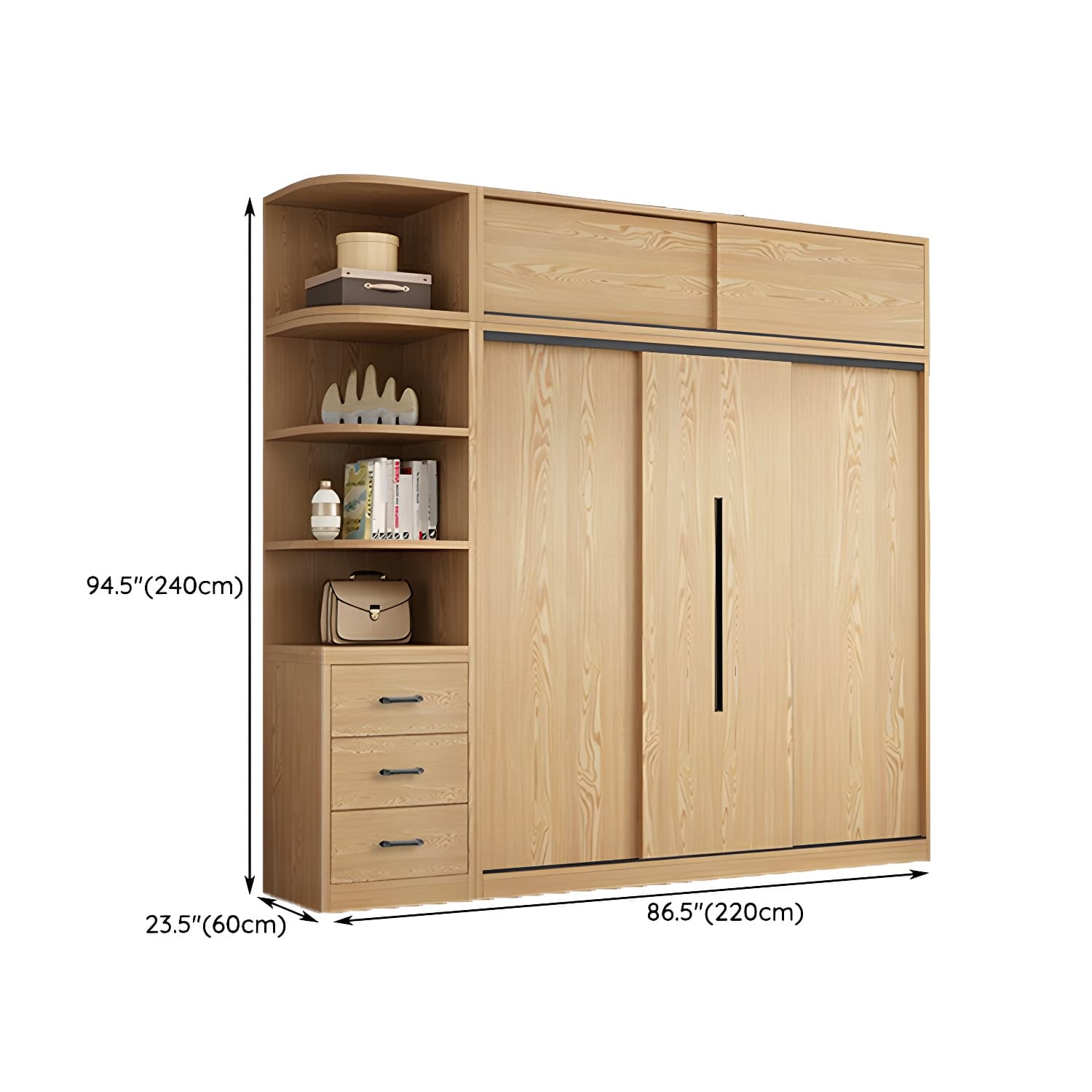 Contemporary Wood Sliding Cloth Rod Included Wardrobe for Bedroom - image 34