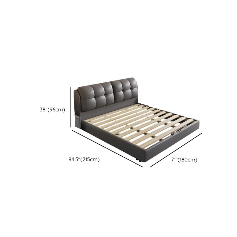 Grey Solid Color Storage Bed/Platform Bed with Timber Frame and Button-tufted Design for Living Room - image 8