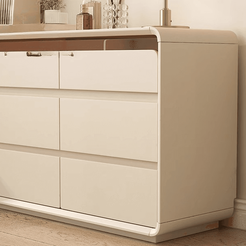 Simplistic Large Vanity Set with Lumber Table Top, White Seat, and Scalable Design Featuring 6/3/9 Drawers - image 3