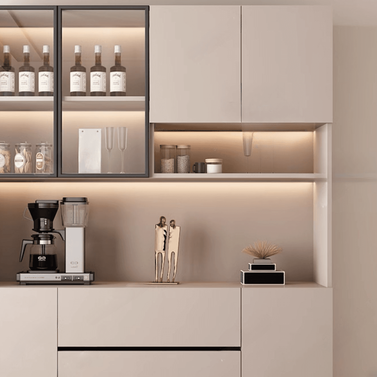 Wide/Standard/Narrow Modern Timber 3 Drawers 2 Shelves/3 Shelves/1 Shelf Glass Doors Pantry Hutch Sideboard - image 16
