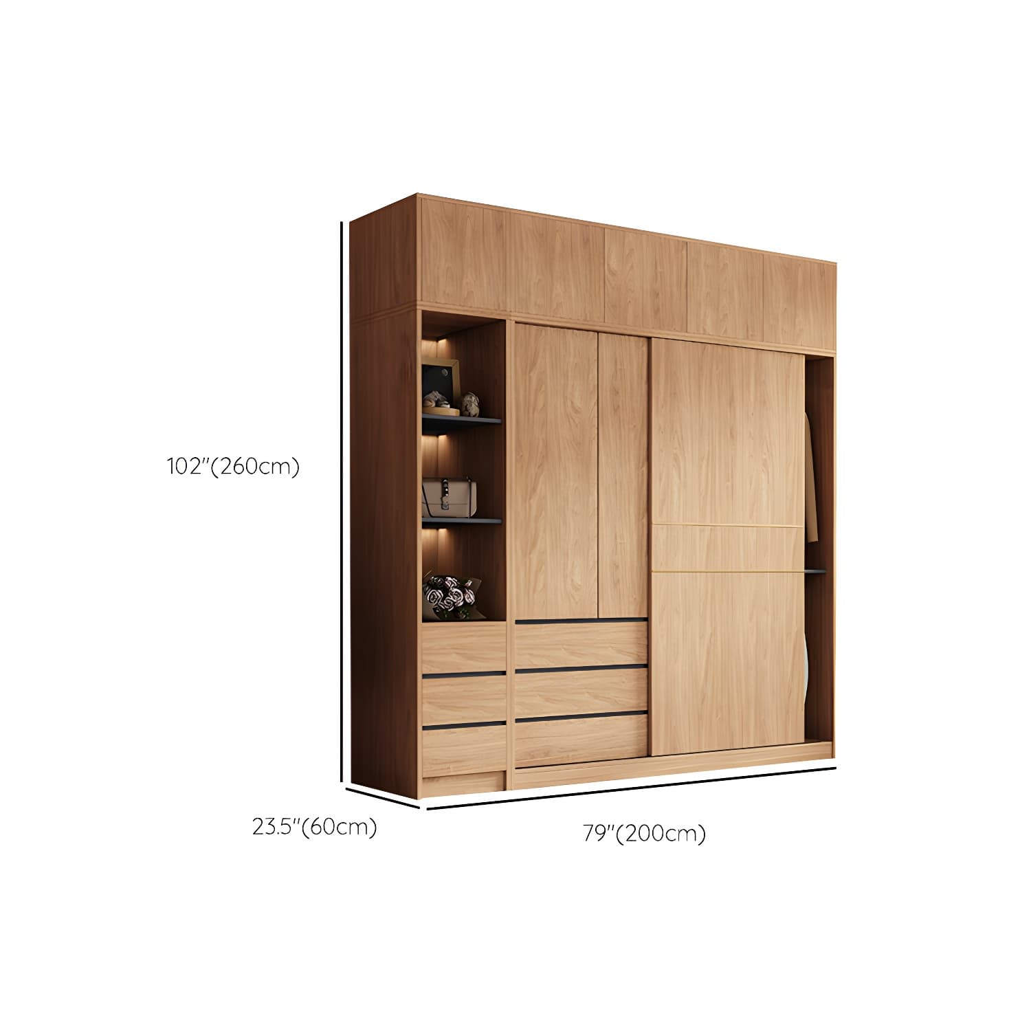 Contemporary Wood Wardrobe Armoire Freestanding Adjustable Shelves Wardrobe with Drawers - image 27