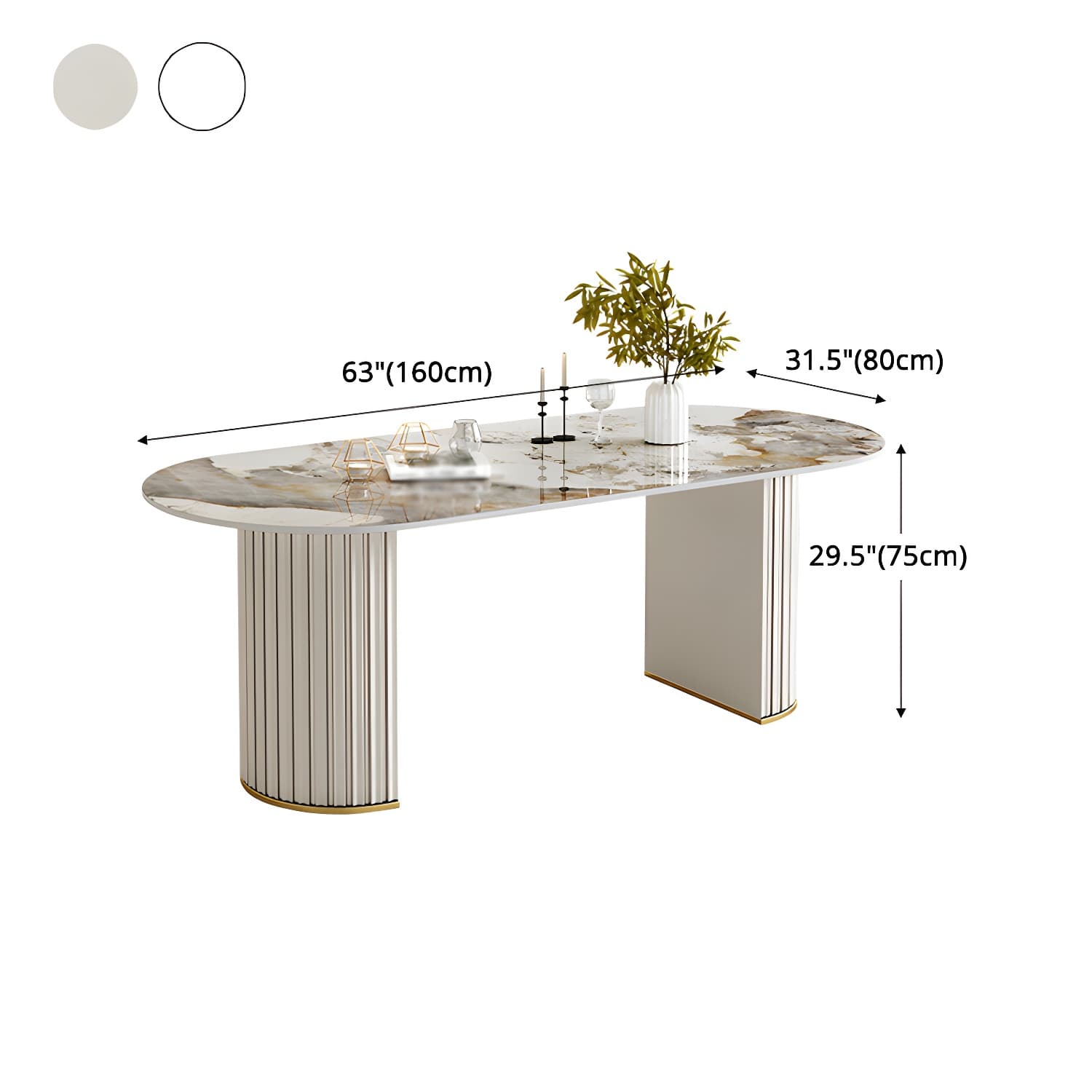 Glam 1/2/5/6/7 Pieces Dining Set Oval Sintered Stone Dining Table Set - image 12