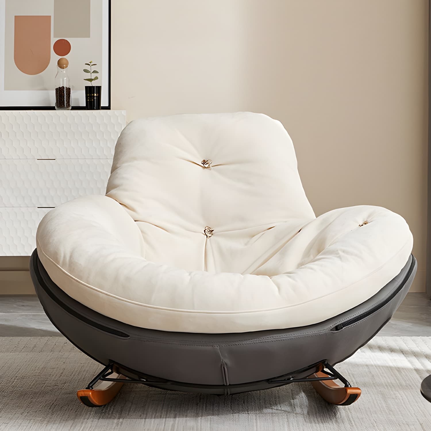 Modern Upholstered Metal Rocking Chair for Chic and Comfortable Seating Experience - image 3