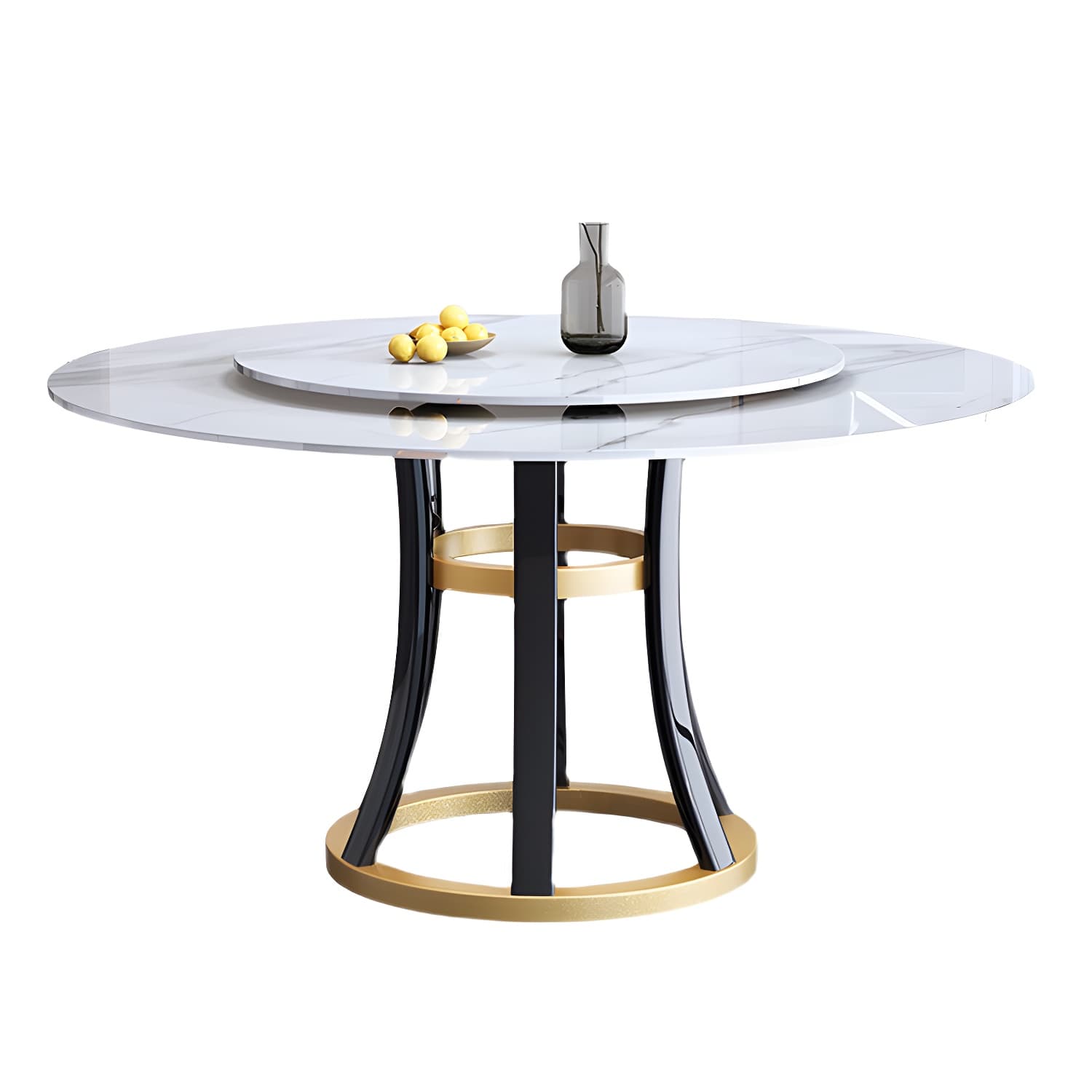 Round Sintered Stone Dining Table Modern Turntable Furniture with Solid Wood Pedestal Base - image 7