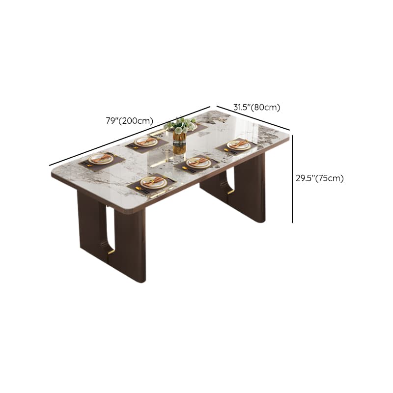 Rectangular Slate Dining Table Set with Two-sided Pedestal, Padded Chair, Back, and Multicolor Top - image 11