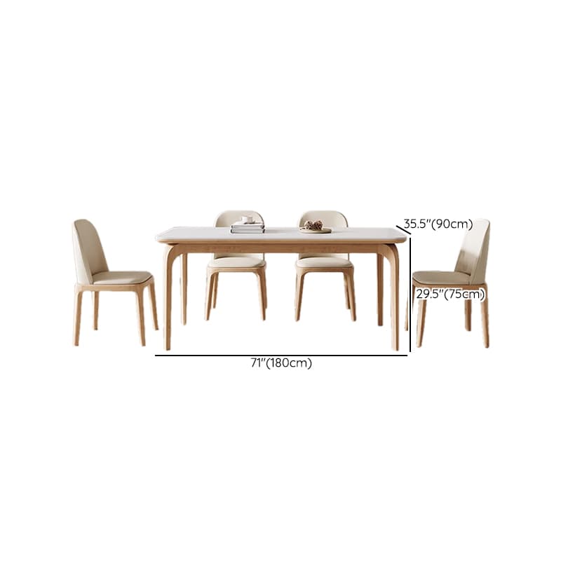 Dining Table Set with Slate Stone Fixed Table, Padded Chair Back for 6 People in White - image 16