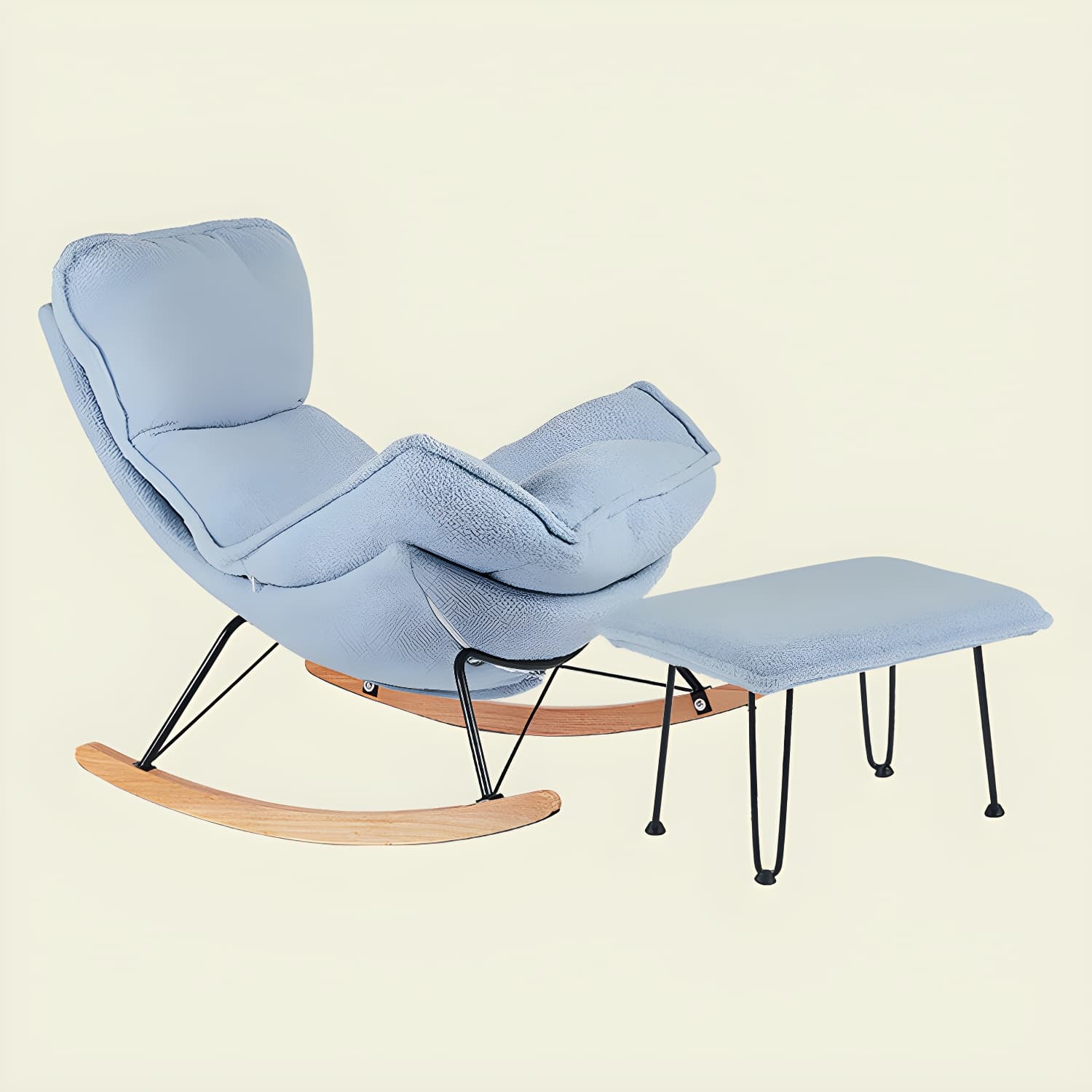 Contemporary Rocking Chair Fabric Upholstered Tufted Wing Chair Back Baby Rocking Chair