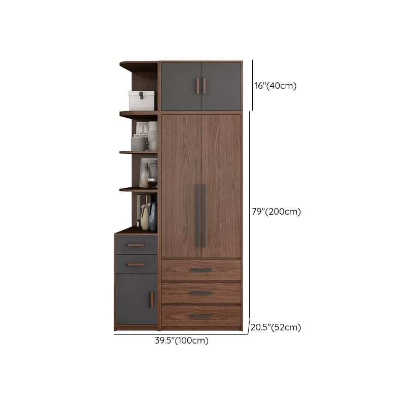 Traditional Wood Wardrobe Armoire with Drawers, Shelves, and Clothing Rod - image 25