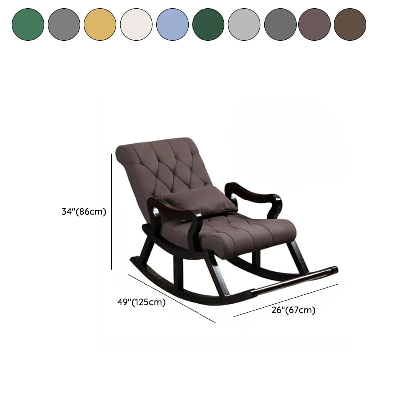 Traditional Wooden Rocking Chair with Tufted Upholstery and Track Arms - image 20