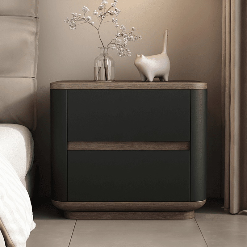 Organic Modern Nightstand With Drawer Organization Featuring 2 Drawers and Real Wood Countertop