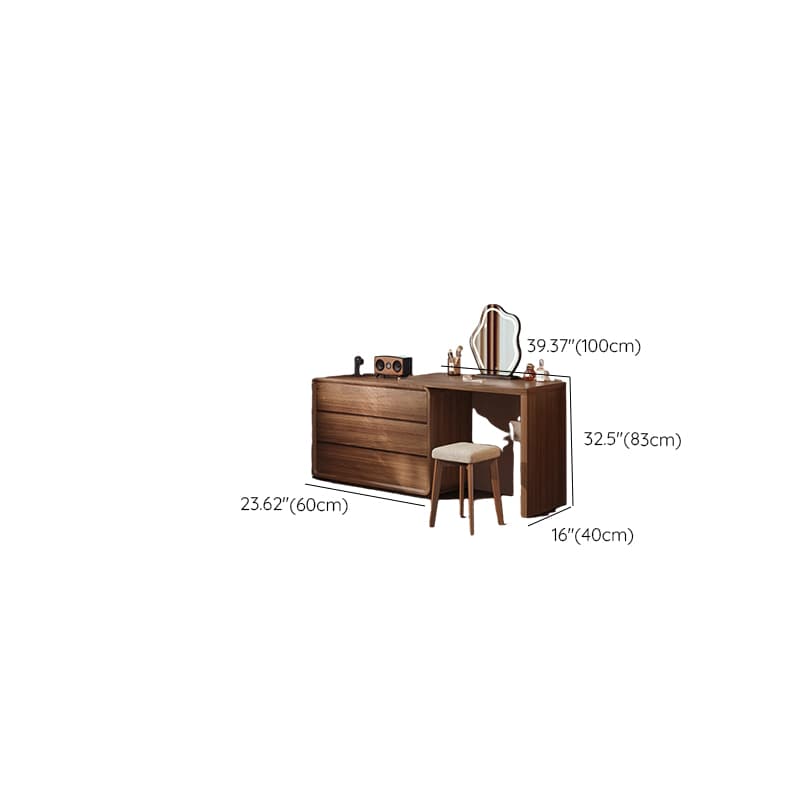 Modish Large/Standard Vanity Set with Natural Wood Table Top, Cream Chair, 3 Drawers/6 Drawers, Light Up Mirror - image 15