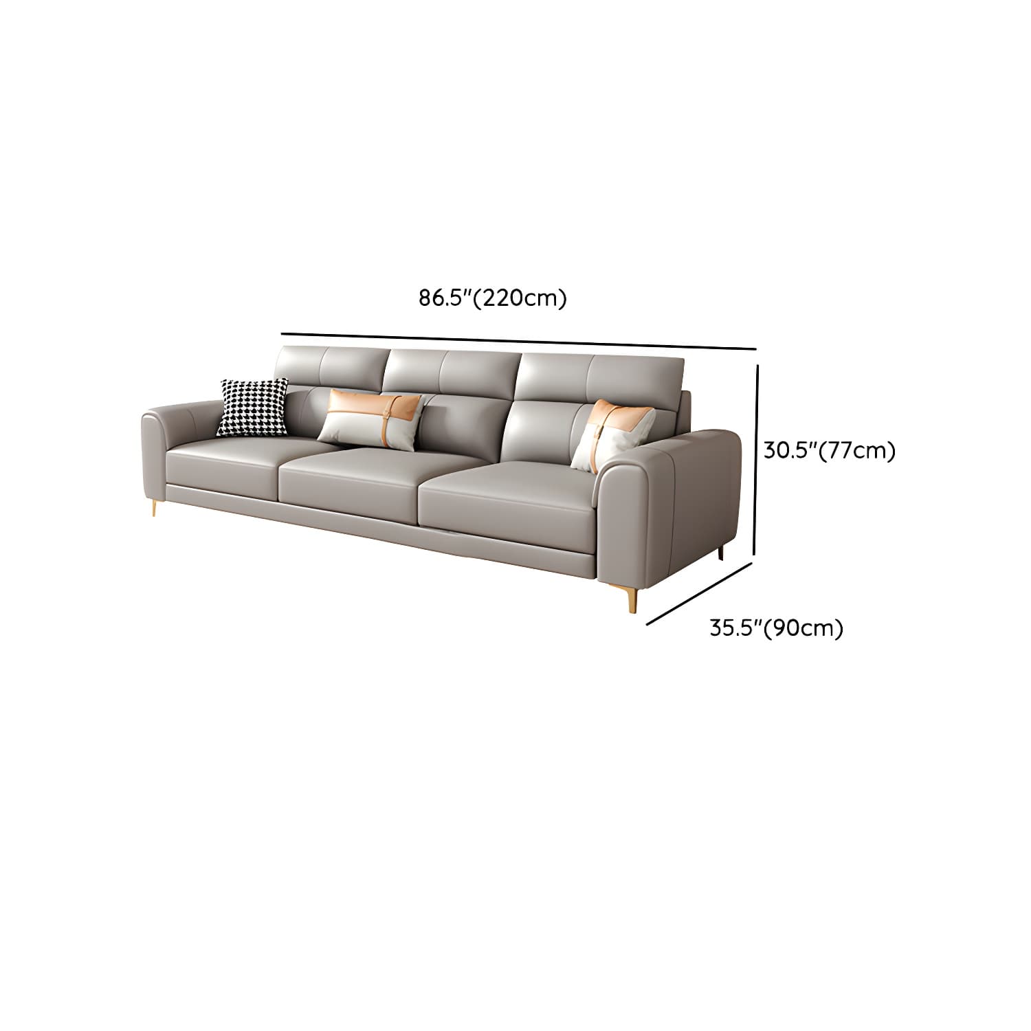 Modern Gray Faux Leather Sectional Sofa with Pillow Top Arms and Wood Frame - image 14