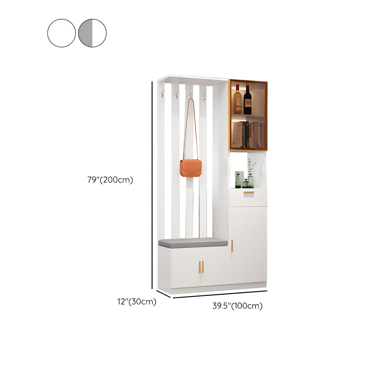 Contemporary Rectangle Wooden 11.81" Wide Accent Cabinet with Drawer - image 16
