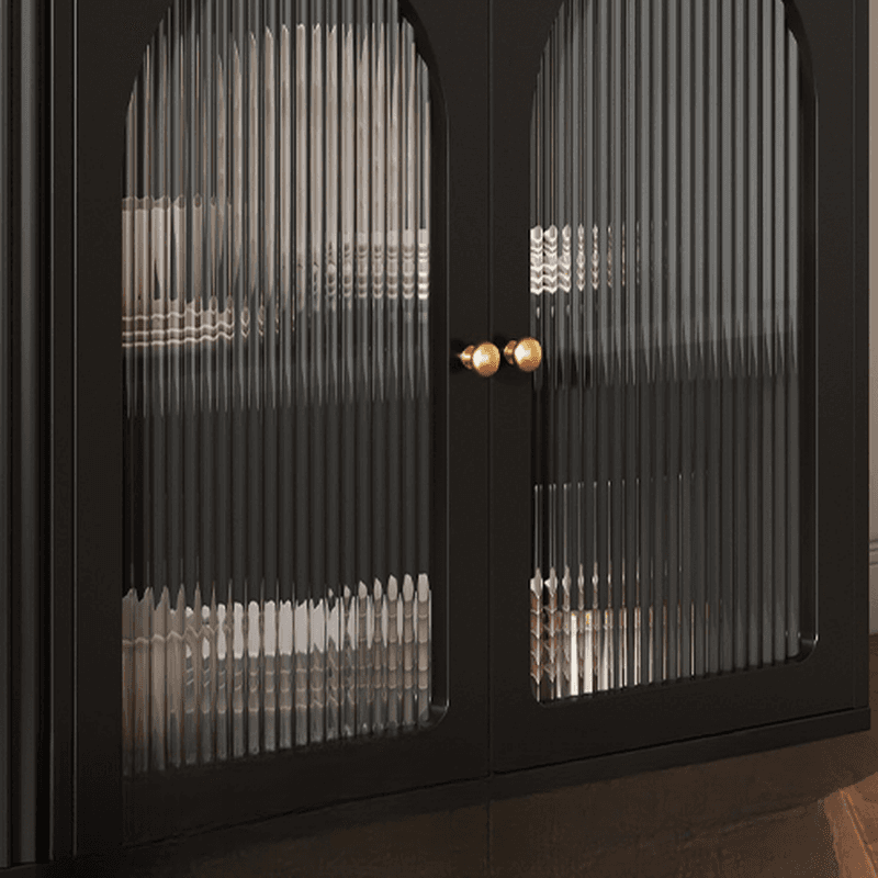 Standard/Narrow Midnight Black Lumber Cupboard 2 Shelves Pantry Hutch Glass-panel Door Sideboard - image 4