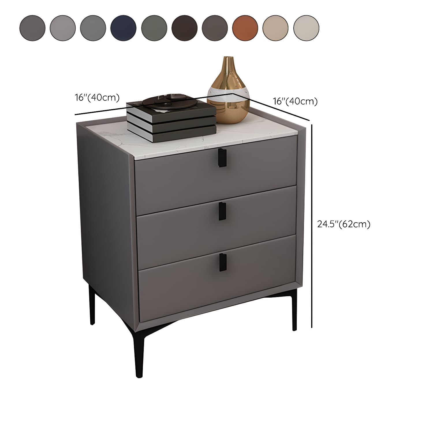 3 Drawers Solid Wood Nightstand Contemporary Night Table ,24" Tall - image 16