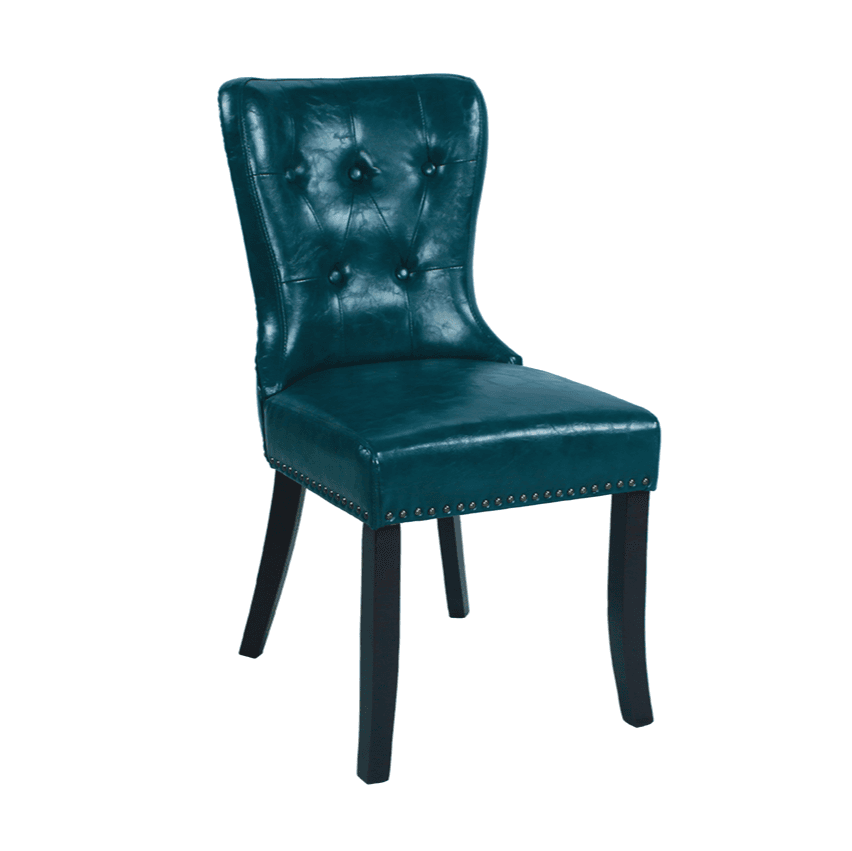 Vintage Secure Bordered Button-tufted Upholstered Side Chair with Wingbacked Chair, Nailhead Detailing and Foot Pads