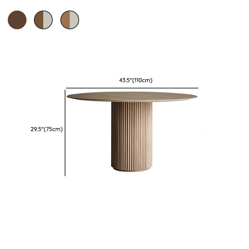 Fixed Rounded Dining Table for 4/2 People/Seats 6 with Ribbed Leg and a Slate/Wooden Tabletop in Natural/Chalk in a Nordic Style - image 14