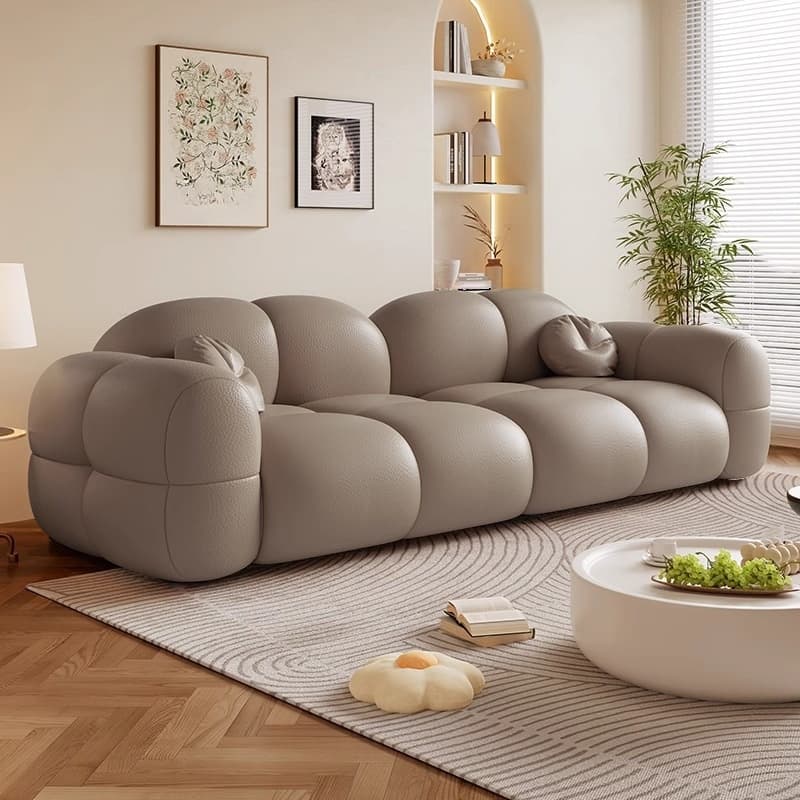 Trendy Solid Color Stain Resistant Standard Sofa in Grey/Taupe/Amber Color with Arm, 4-seater/Seats 3 and 2 Pillows - image 5