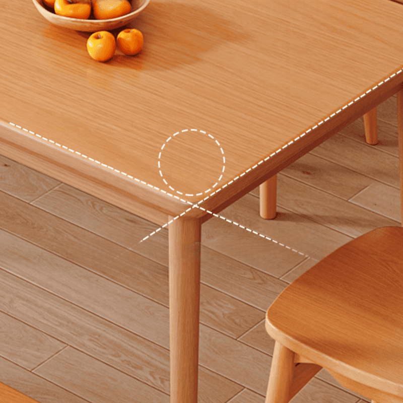 Trendy Rectangular Rubberwood Dining Table Set with Four Legs, 5 Piece Set, Unfinished Color - image 4