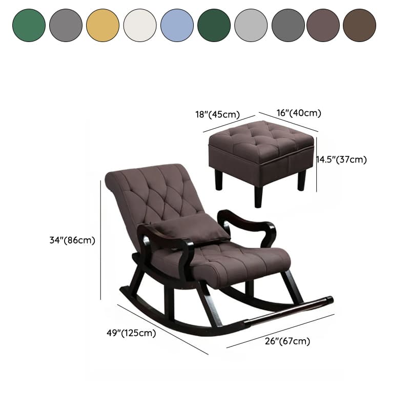 Traditional Wooden Rocking Chair with Tufted Upholstery and Track Arms - image 21