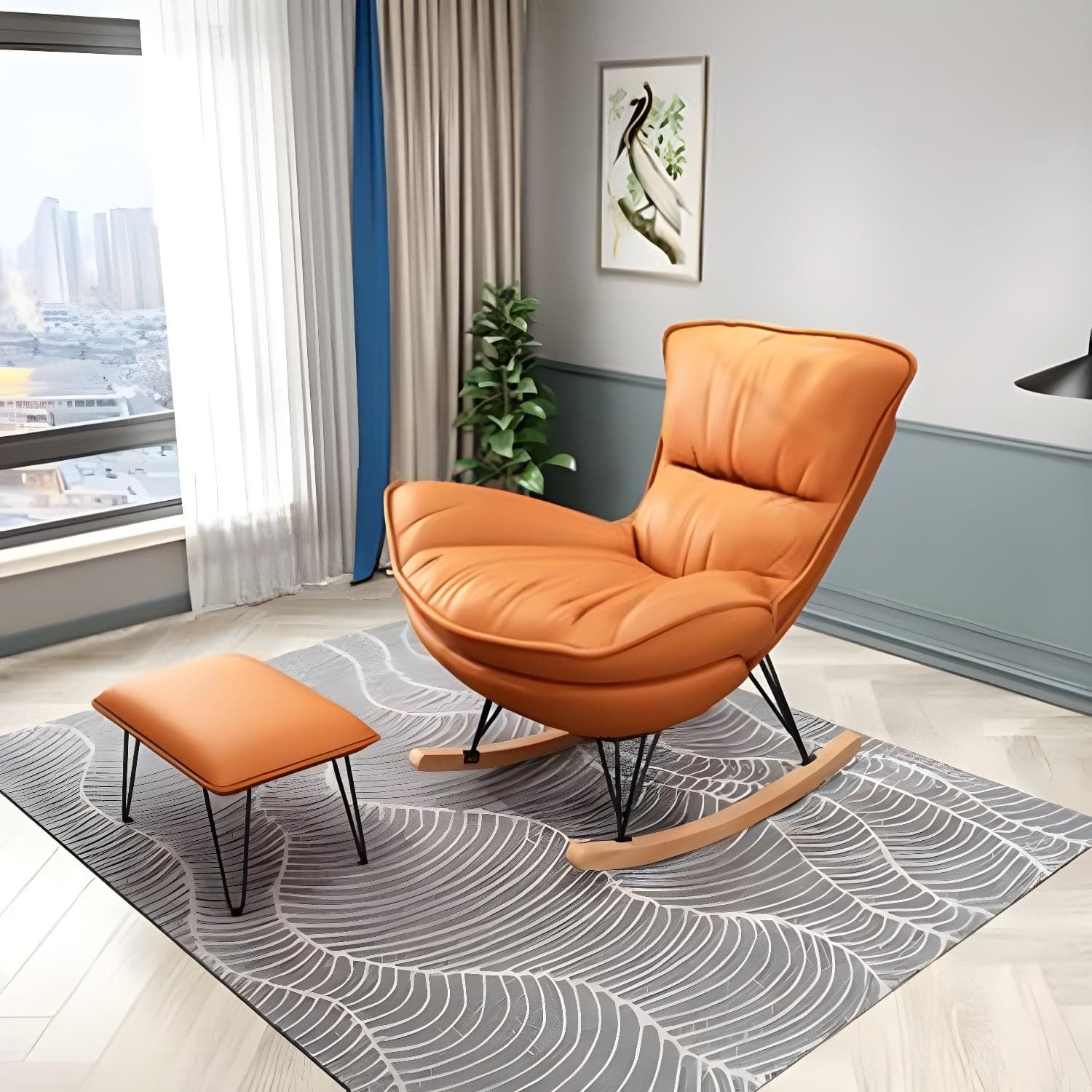 Modern Single Lazy Rocking Chair Indoor Sofa Rocking Chair with Cushion - image 7