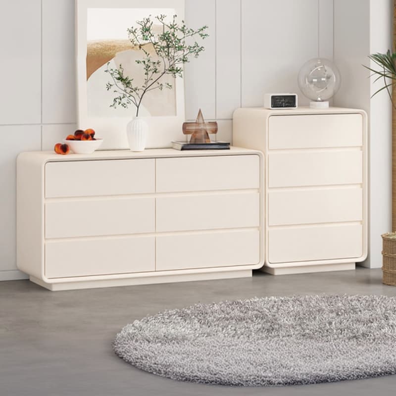Chalk Minimalist Hardwood Console Dresser with 6 Drawers, Horizontal Orientation - image 4