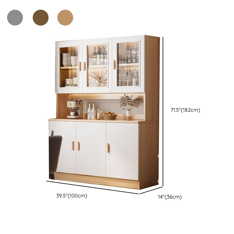 Modish Sideboard/Microwave Shelf Cabinet with Multiple Drawers, Narrow Size, 1 to 3 Shelves, Larder Storage, Timber Countertop, and Various Doors - image 20