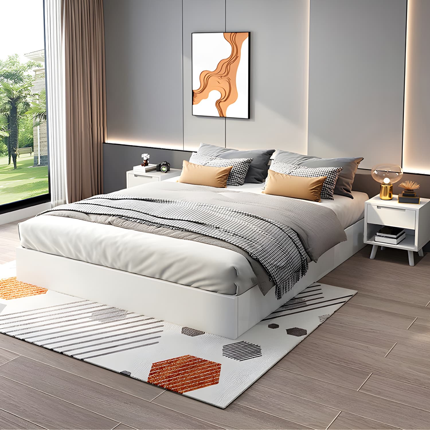 Mid-Century Modern Platform Bed Frame Solid Wood Platform Bed - image 4