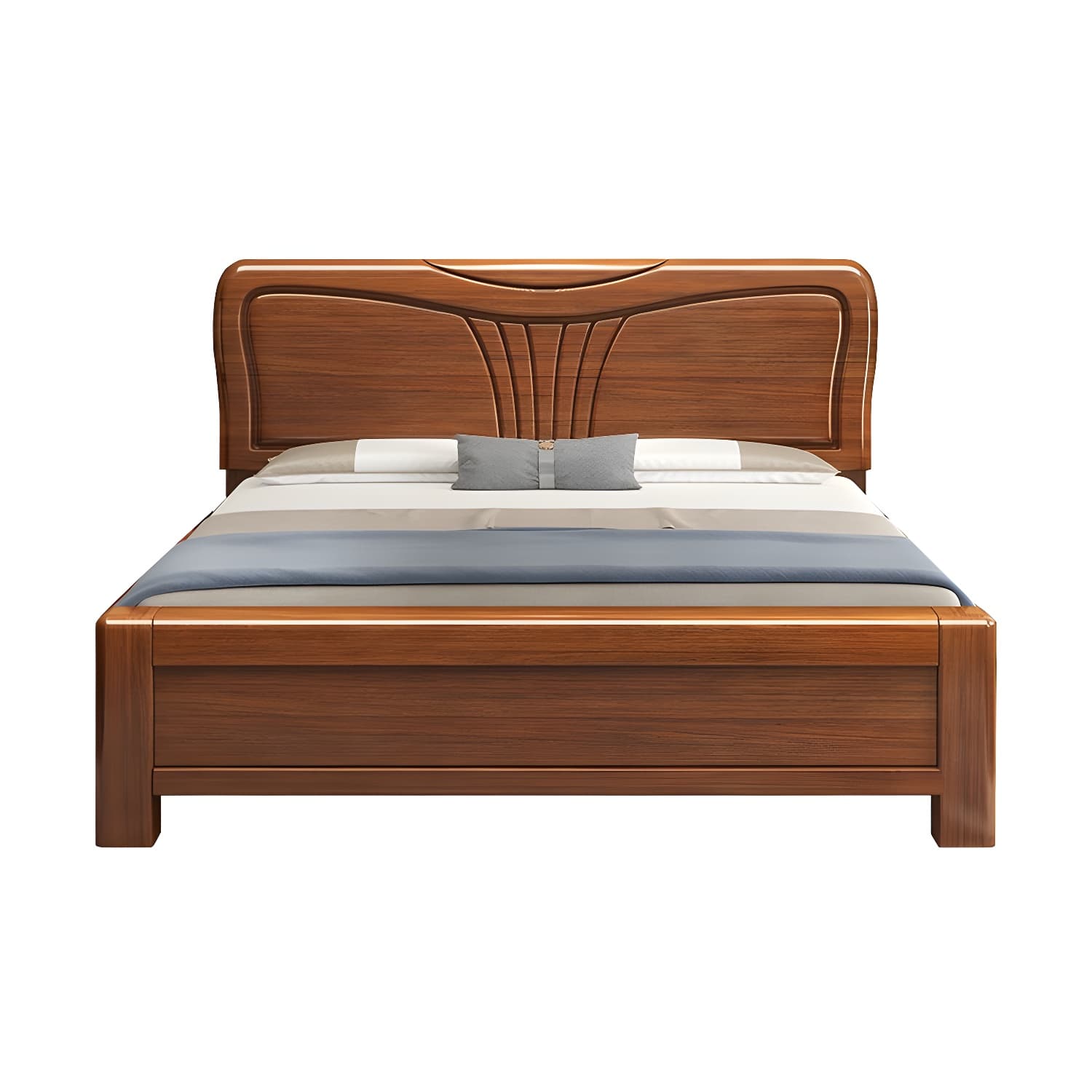 Traditional Style Bed Frame Walnut Standard Bed with Headboard - image 5