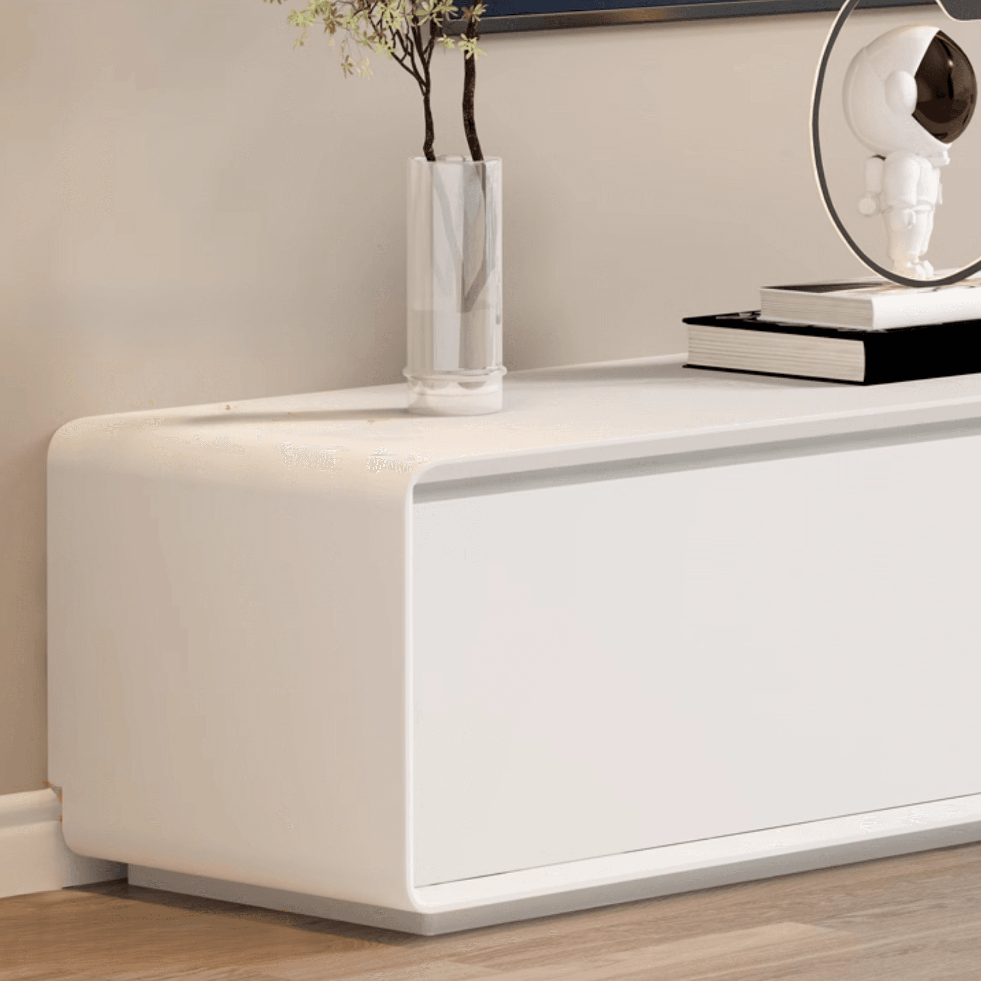 Simple White Lumber TV Stand with Cable Management & 3 Drawers/4 Drawers/6-Drawer - image 6