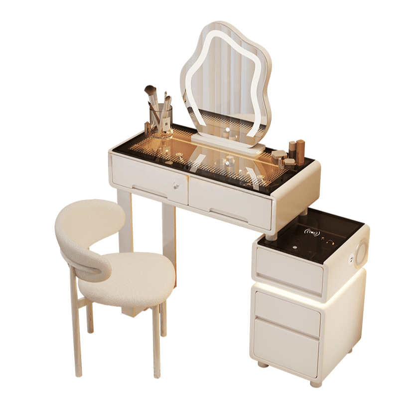 Elegant Vanity Set with Lighting, Electrical Outlet, and Push-Pull Functionality - image 7