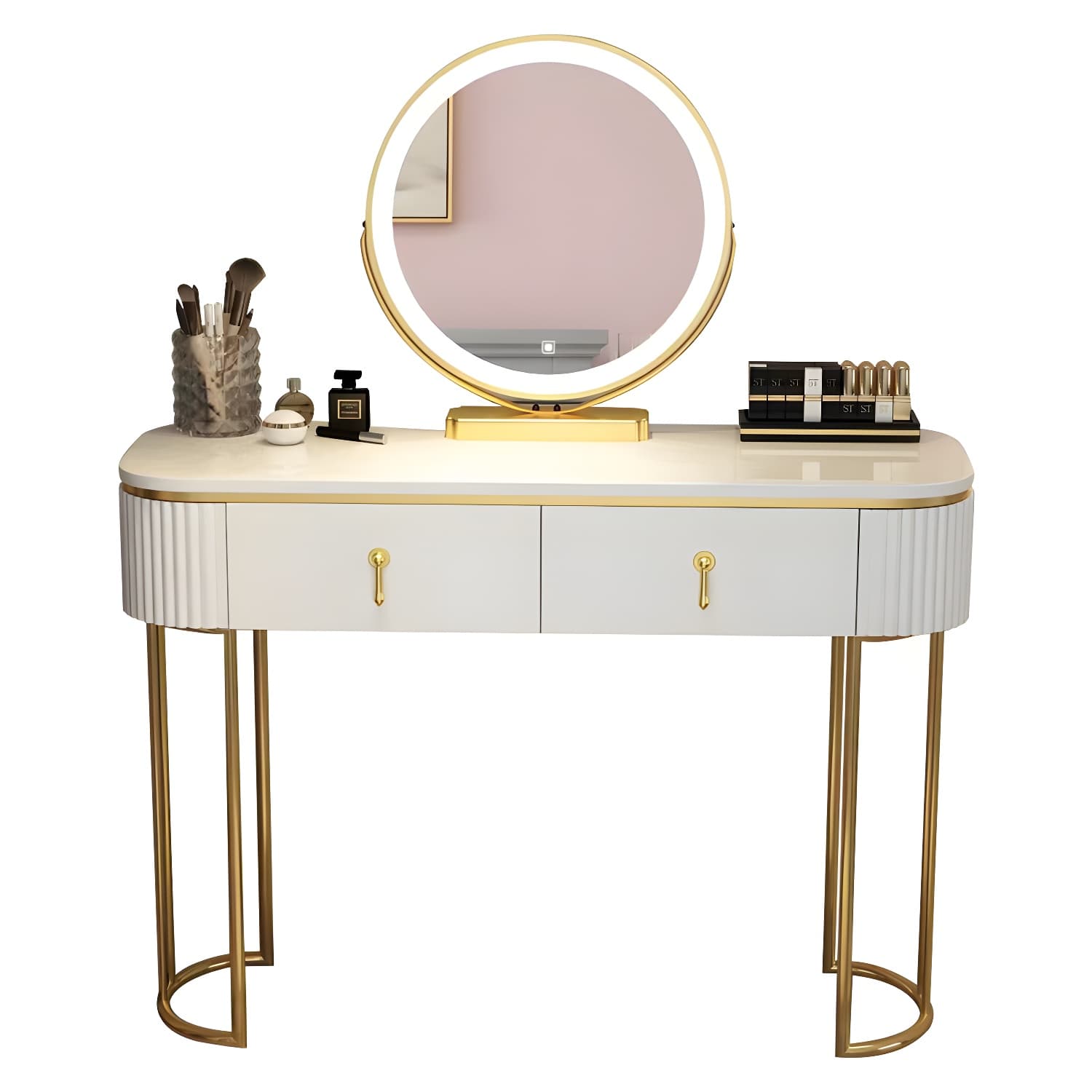 Glam 29.52" Height Makeup Vanity Set with Drawer and Mirror Vanity - image 9