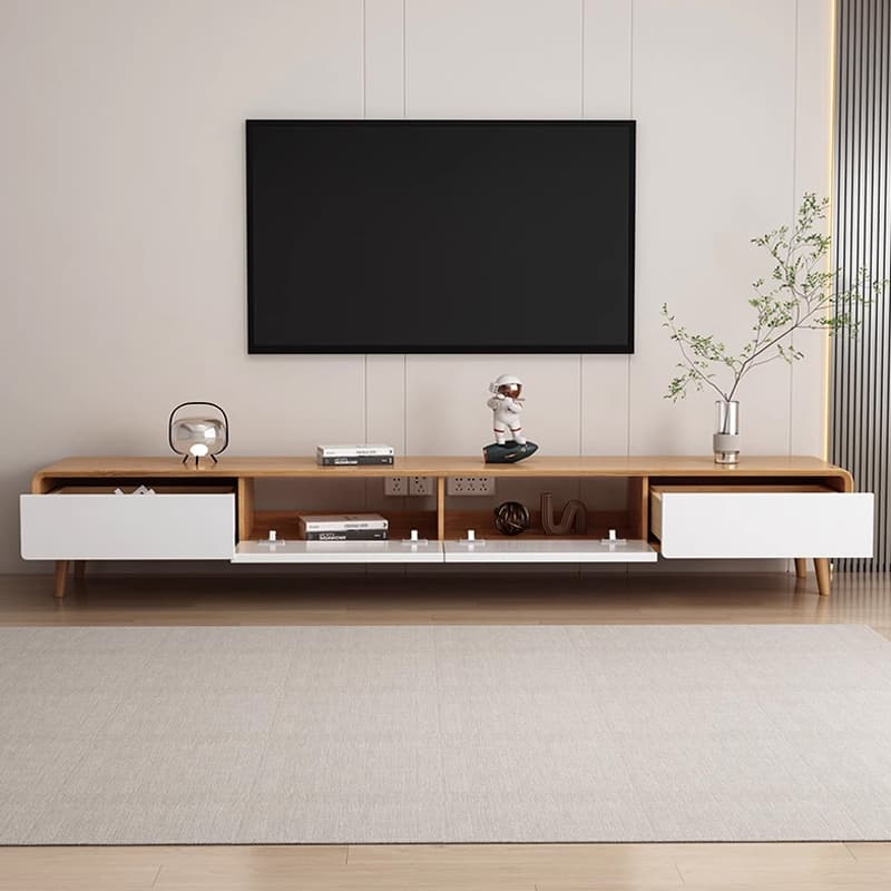 Art Deco Timber Rectangular TV Stand for Drawing Room with 4 Drawers for Home - image 11