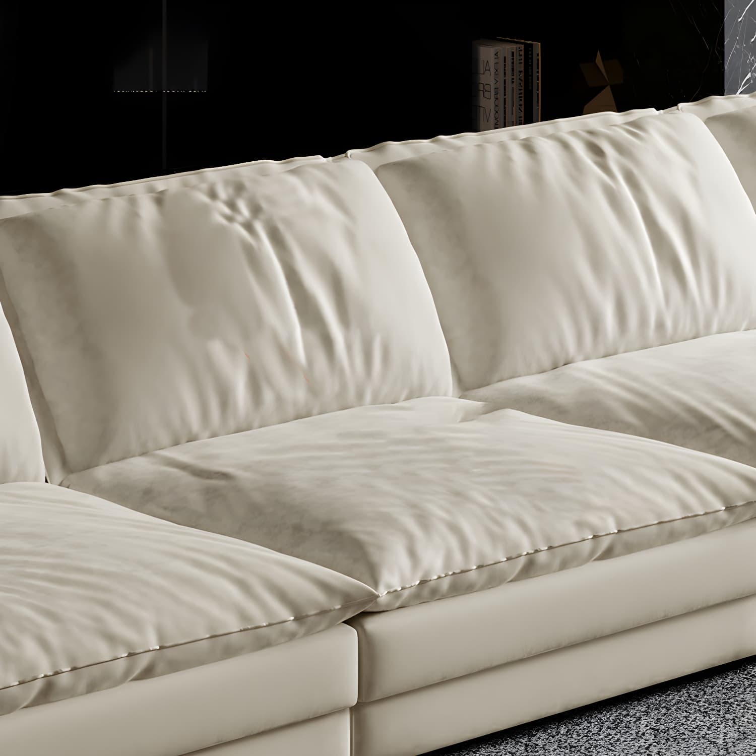 Beige Stationary Modern Sectional Sofa with Pillow Top Arm and Cushion Back - image 8