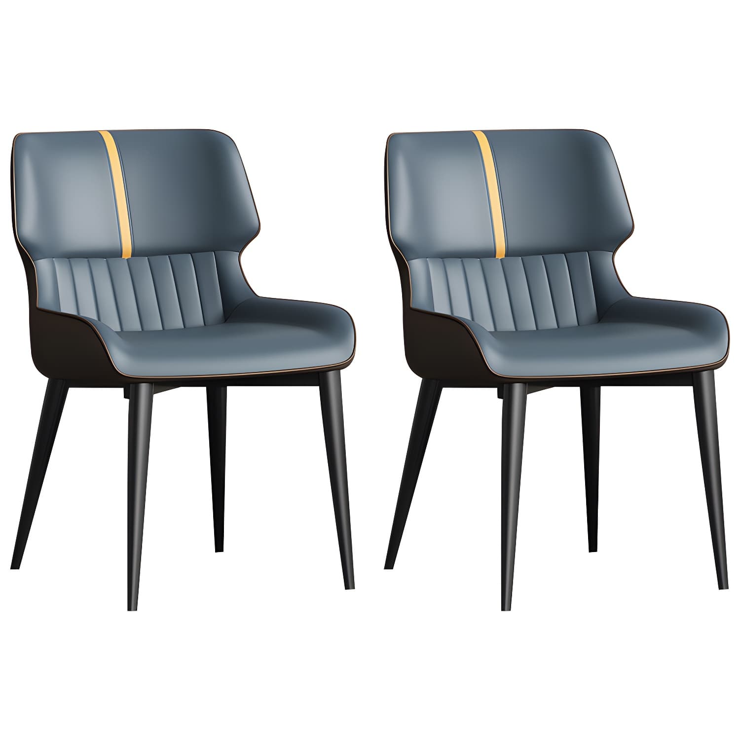 Contemporary Home Wingback Side Chair Matte Finish Leather Dining Chair