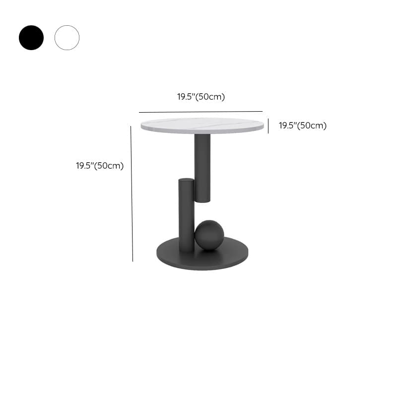 Oval White Stone Modern Coffee Table with Metal Abstract Base - image 12