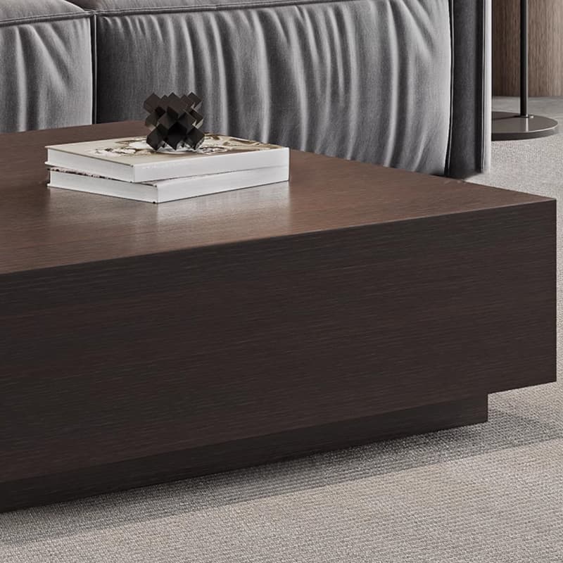 Solid Oak Wood Square Accent Table with 2 Drawers for Living Room - image 10