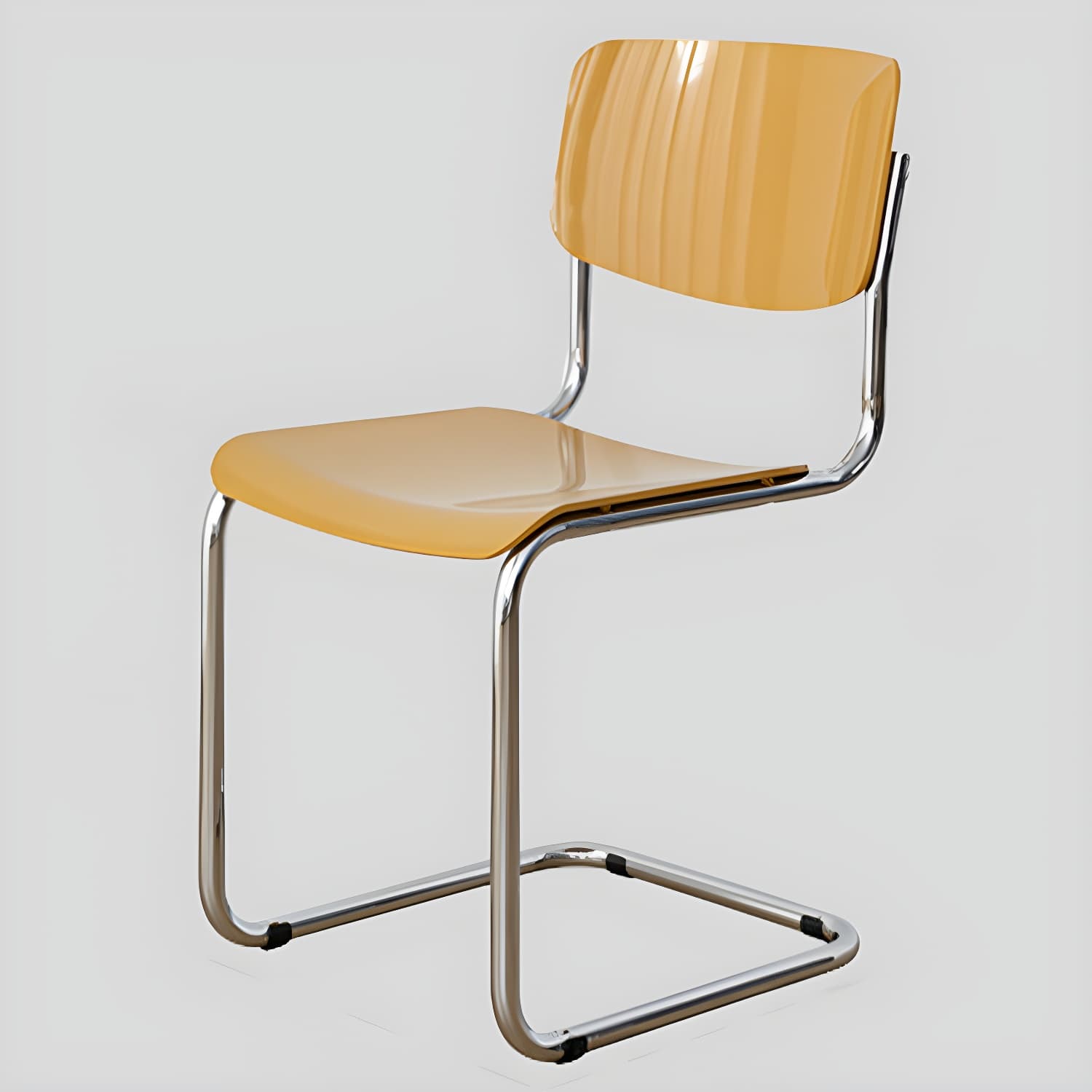 Scandinavian Open Back Side Chair with Silver Metal Legs in Plastic & Acrylic for Kitchen & Dining
