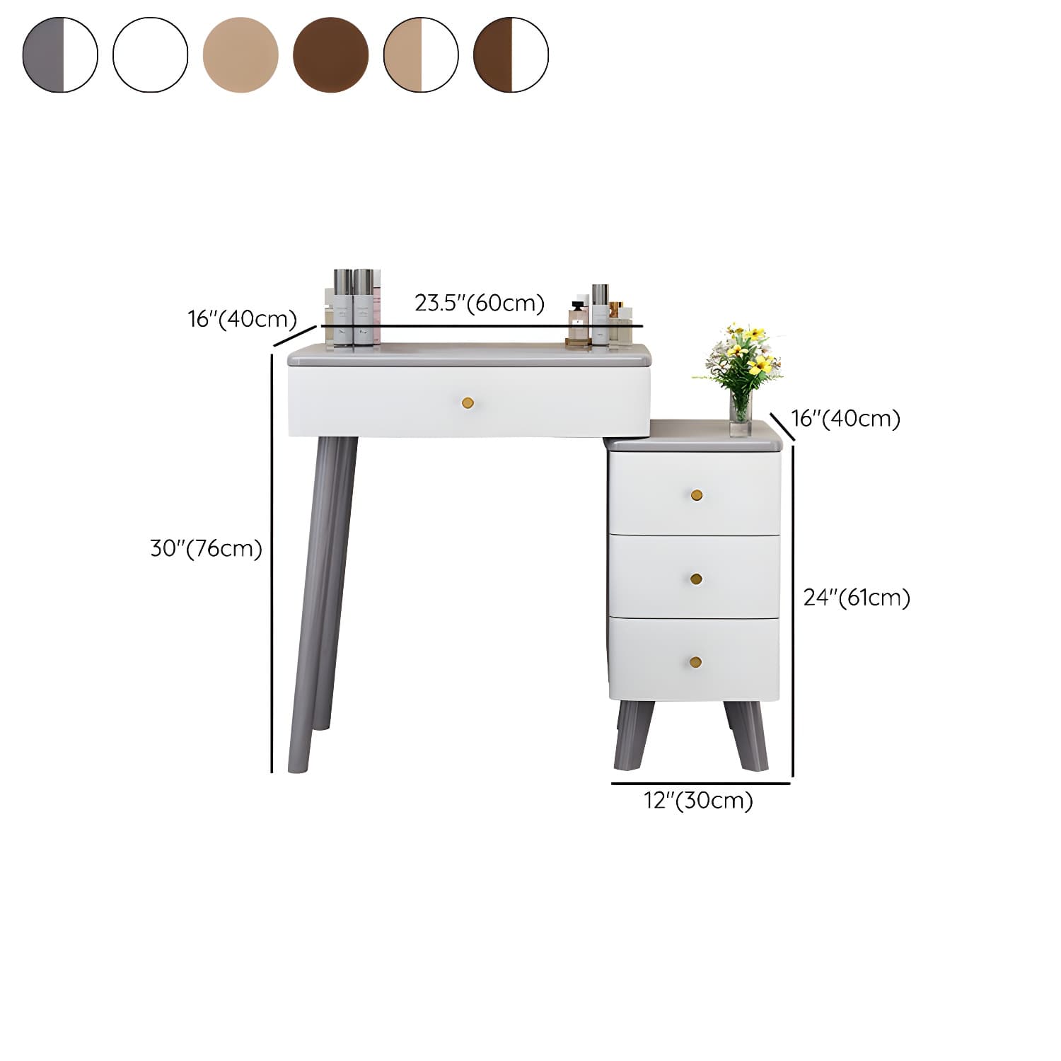 Solid Wood Makeup Vanity Desk Modern Makeup Vanity Desk Table with 4 Drawers - image 16