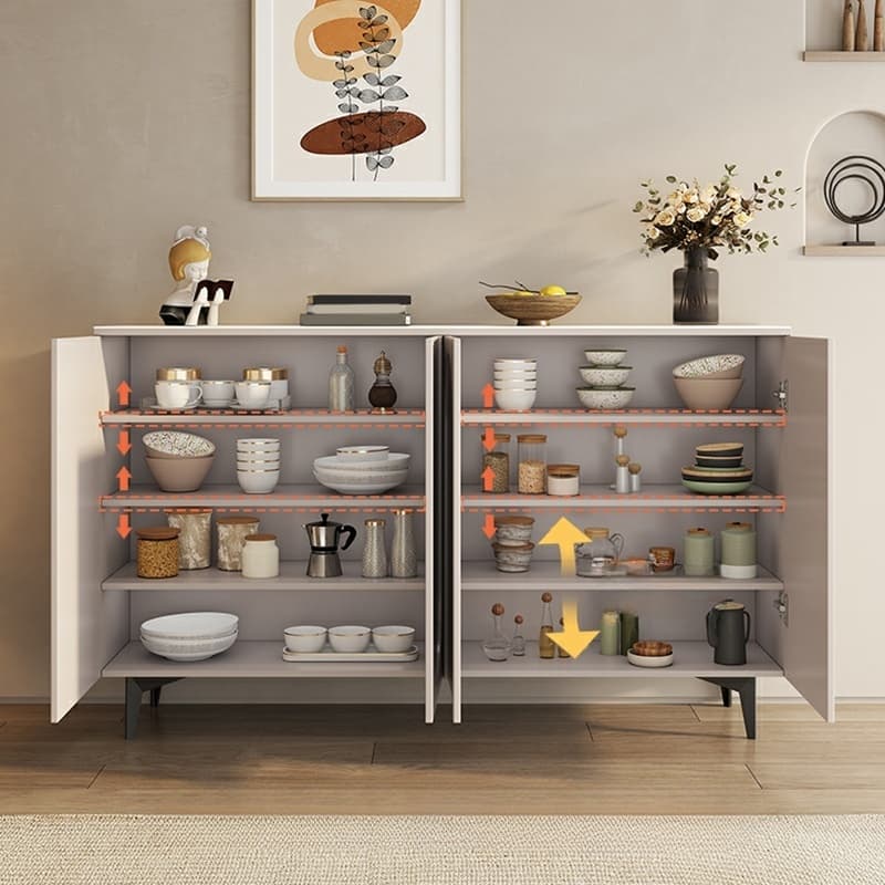 Modern Rectangular Manufactured Wood Accent Cabinet in Beige with Interior Partitions and Metal Legs - image 4